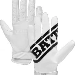 Budget ❤️ Battle Sports Double Threat Adult Receiver Gloves White 🔥 -football Sales Store 897 doublethreat adult white l mainProductImage FullSize