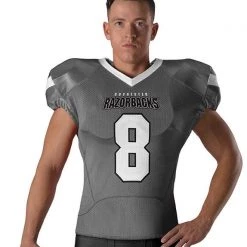 Deals 👏 Alleson Youth/Adult Pro Flex Cut Belt Length Custom Football Jersey White/Navy 🤩